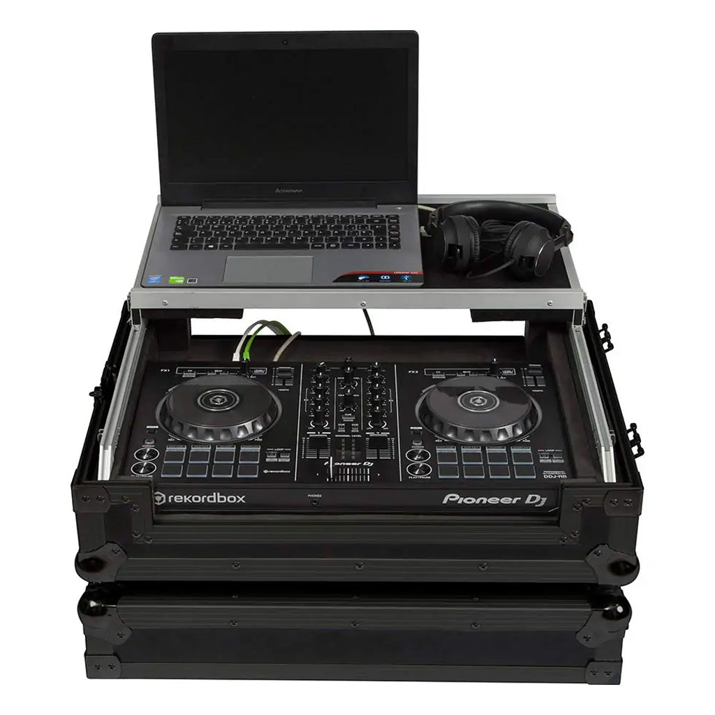 Flight case controlador | Pioneer® DDJ FLX4/ 400 | Soporte ordenador y ruedas |Negro