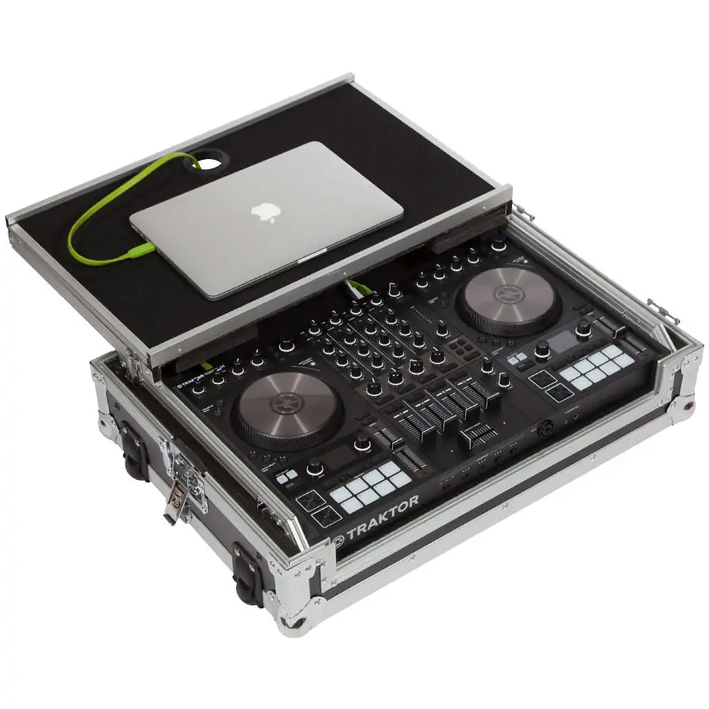 Flight case controlador | N.I®KONTROL S4/S3 | Pioneer® DDJ | SR2 | Soporte ordenador y ruedas |Plata