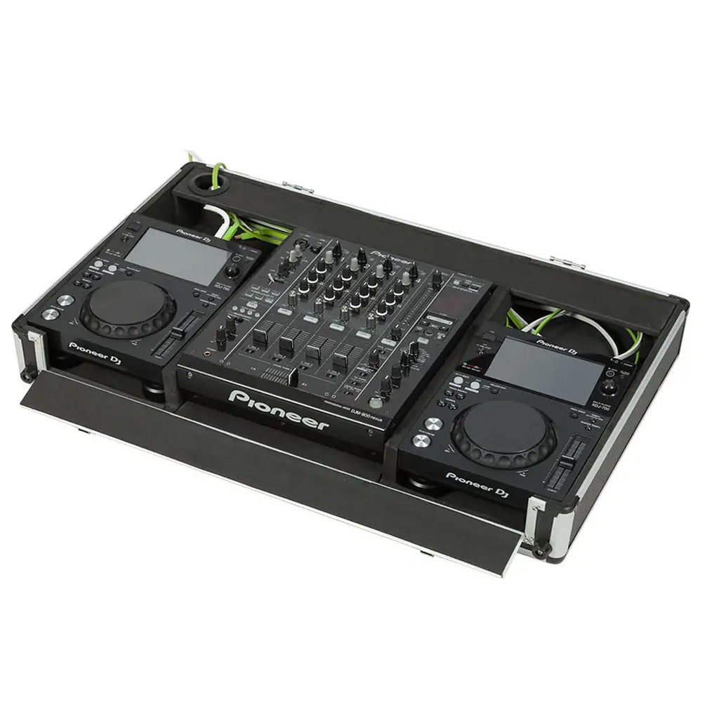 Flight case reproductor | Pioneer® XDJ | 700 / CDJ | 350 y DJM | 750MK2 | Ruedas | Plata