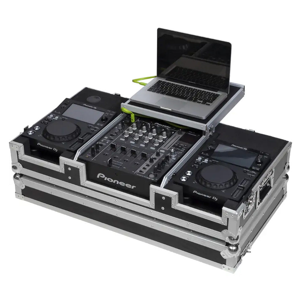 Flight case reproductor | Pioneer® XDJ | 700 / CDJ | 350/ DJM | 750MK2 | Soporte ordenador y ruedas |Plata