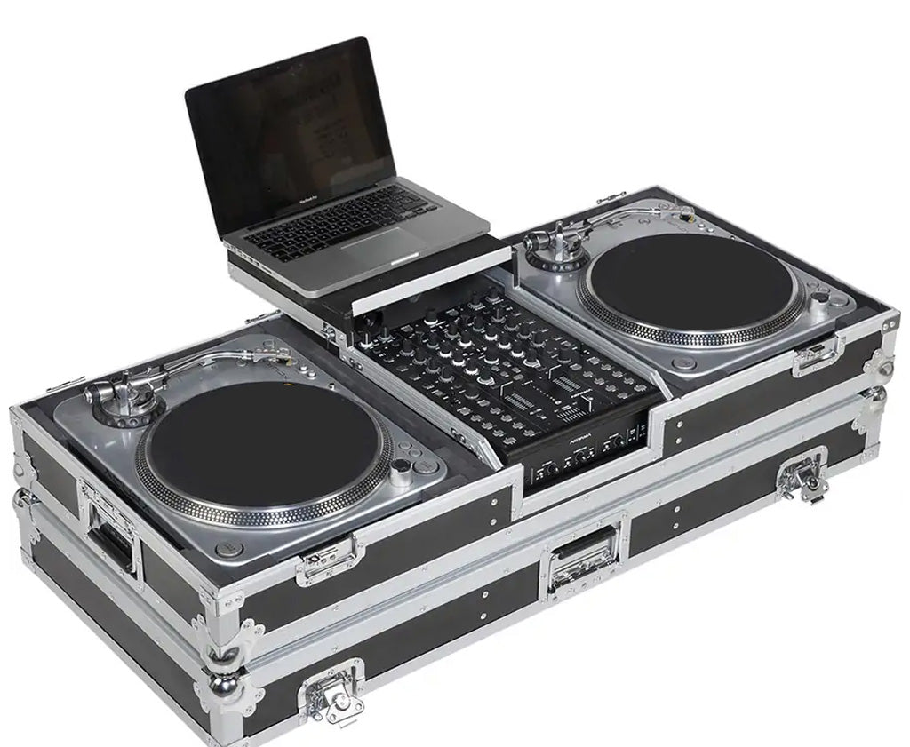 Flightcase para tocadisco batalla | Pioneer® DJM | S9 | NI® KONTROL Z2 | Soporte ordenador y ruedas | Plata